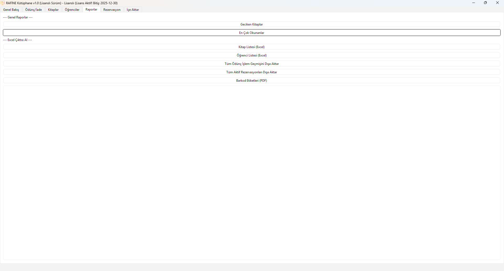 Gelişmiş Raporlama Ekranı