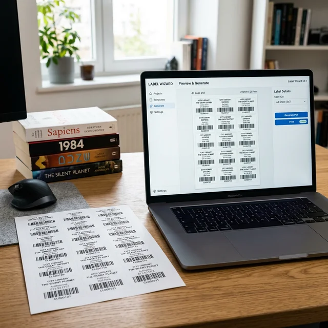 Rafine Kütüphane Etiket Sihirbazı Arayüzü ve Yazdırılan PDF'ler