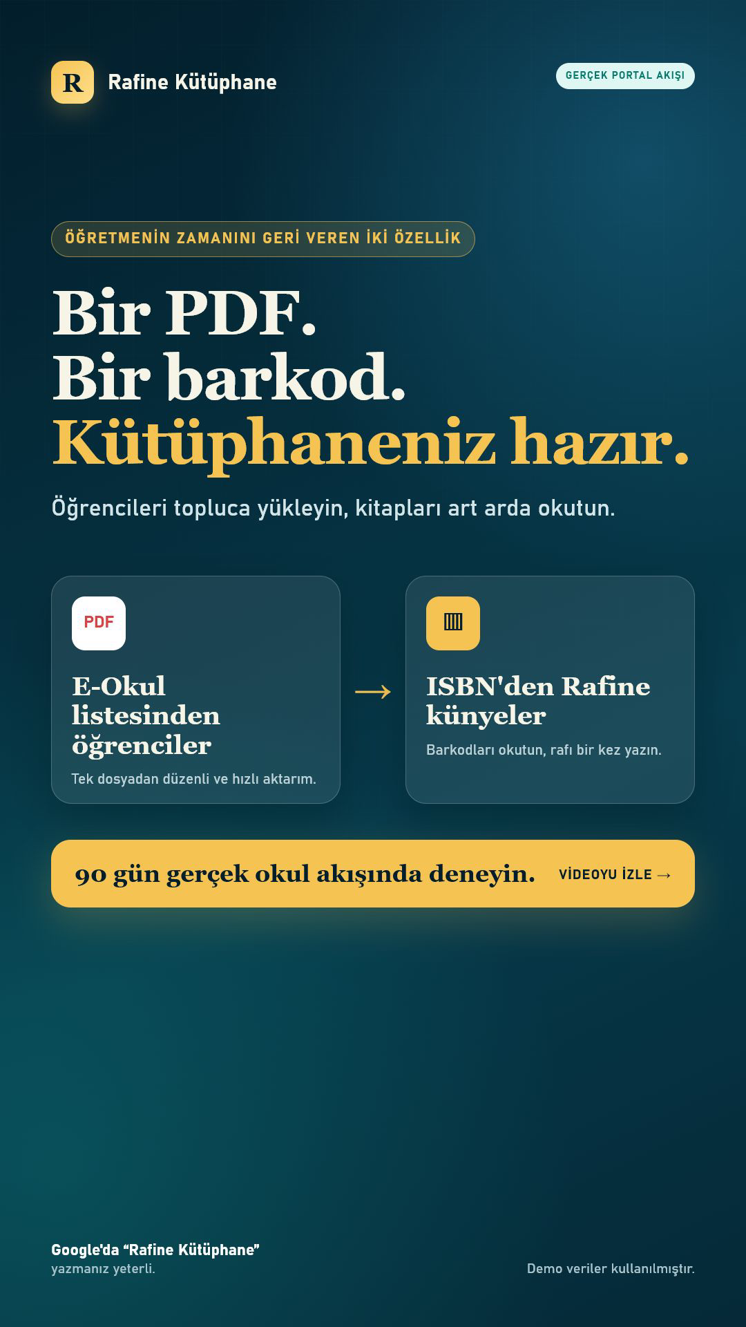 Bir PDF, bir barkod, kütüphaneniz hazır başlıklı Rafine Kütüphane video kapağı
